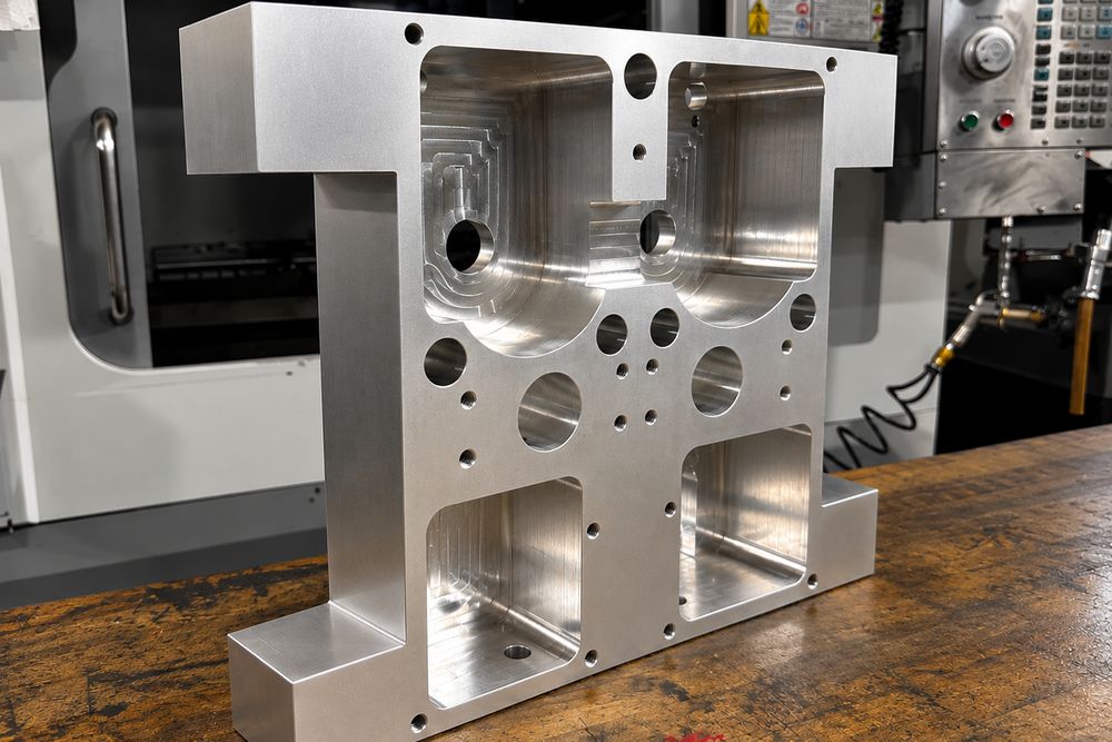 Large milled aluminium part with pockets and bores